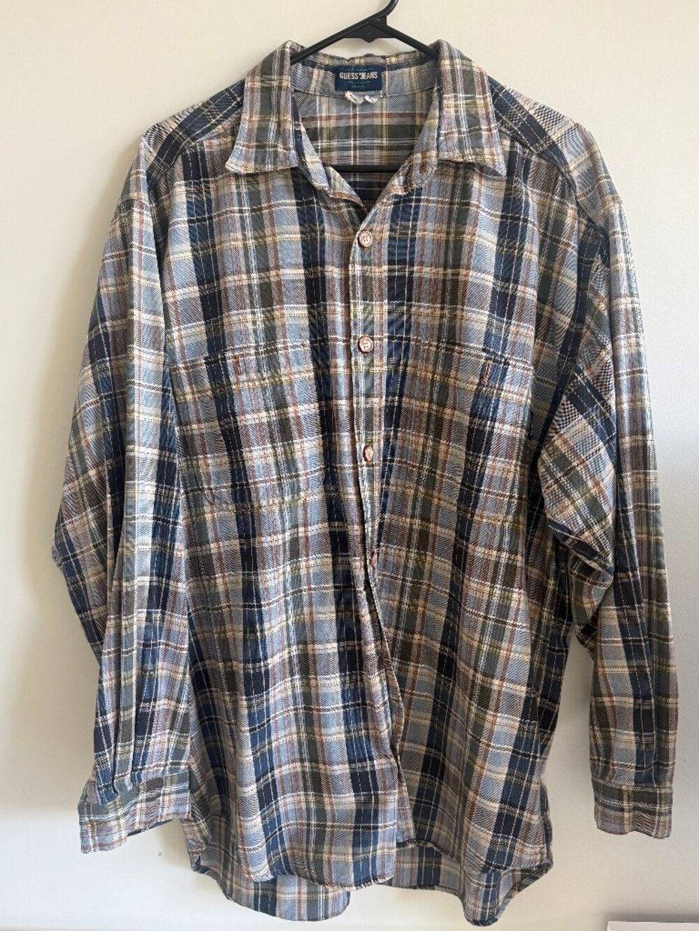 Vintage Guess American Tradition Plaid Button Up Shirt - Men's Large